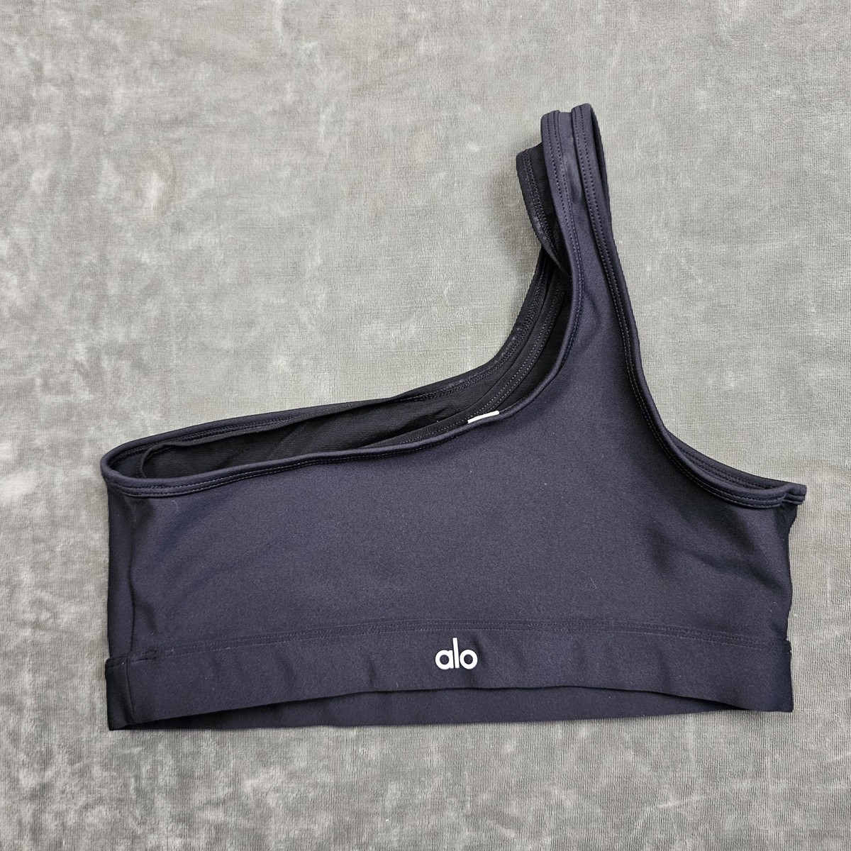 Alo Sports Bra Womens Small Black One Shoulder Asymmetrical Yoga