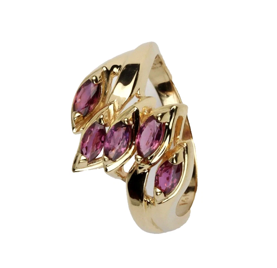 Vintage 14k Yellow Gold Ruby Women Ring Marquise Cut 1.10 Carats Christmas Gifts - Image 4 of 4