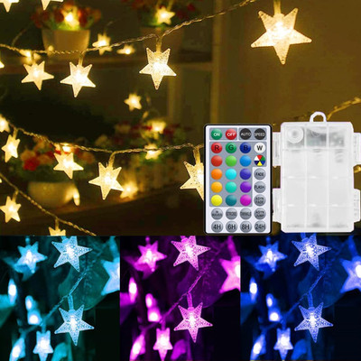 Star String Lights Battery Operated Color Changing 20Ft, 40 Leds Fairy Lights, H