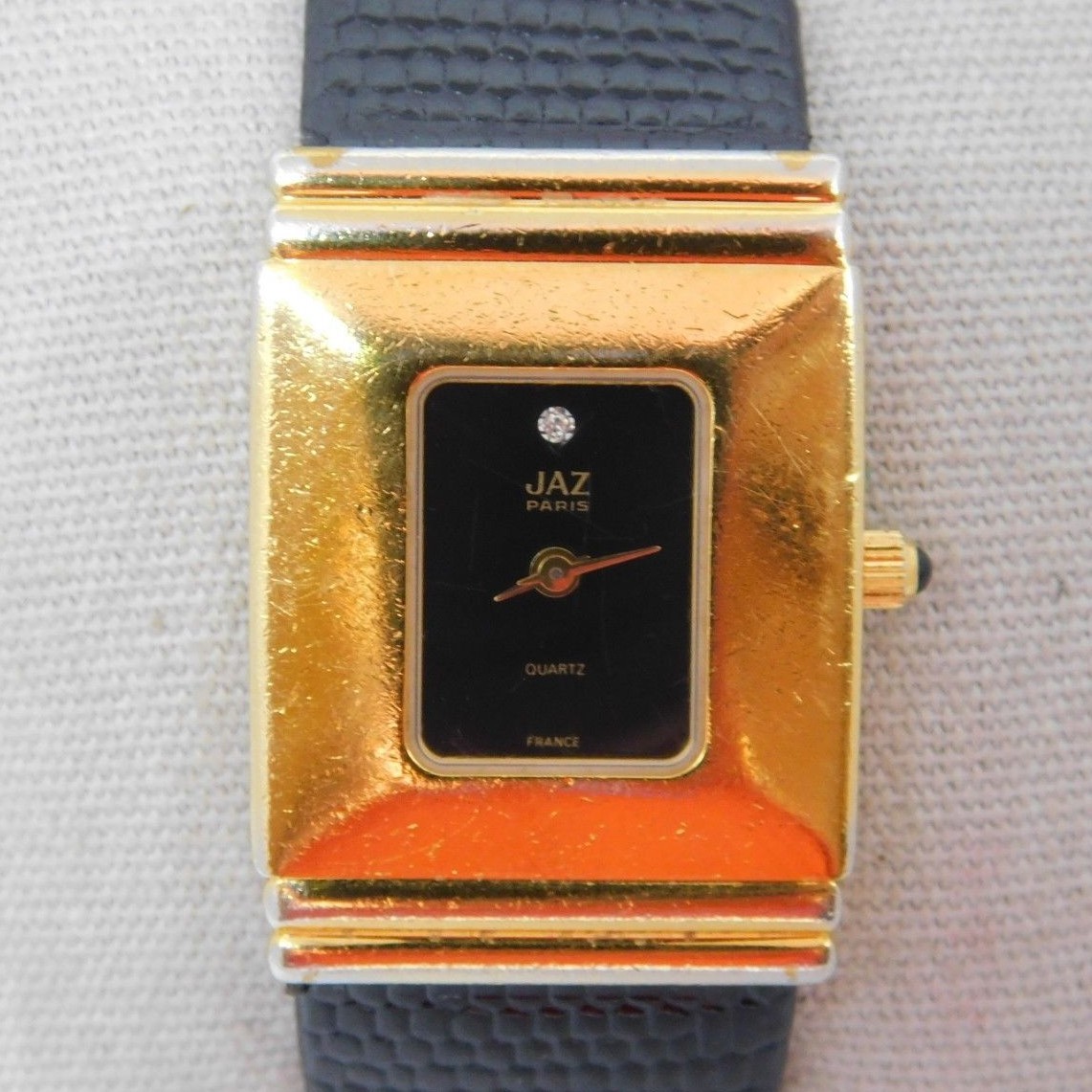 Vintage JAZ Paris Quartz Black Leather Band Made in France  display picture 1