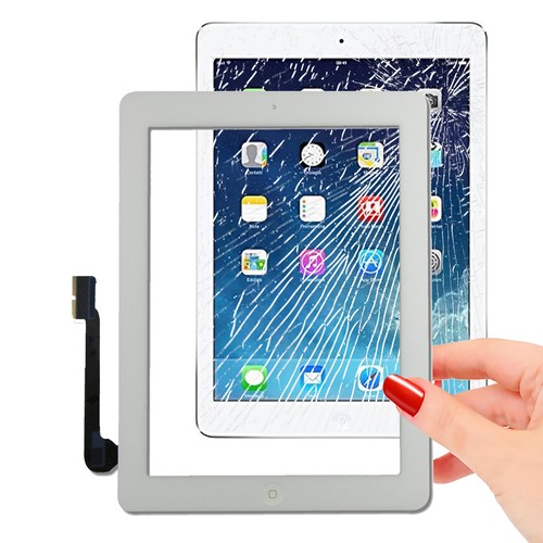 Vitre Ecran Tactile iPad 4 Blanc Assemblée Bouton Home Pré-monté Adhésif PREMIUM - Photo 1/5