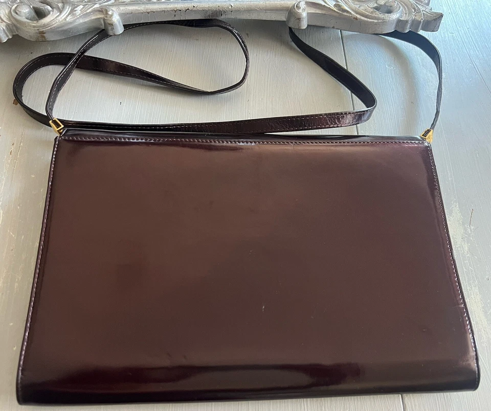 SERGIO ROSSI Vintage CLUTCH Made in Italy SHOULDER Bag Leather 70’s RETRO - Image 4 of 4