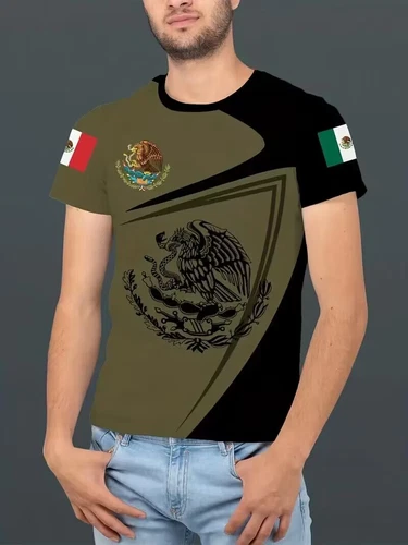 Hombres Camisetas Águila Azteca Mexicana Novedad Moda Camiseta Manga Corta - product listing photo