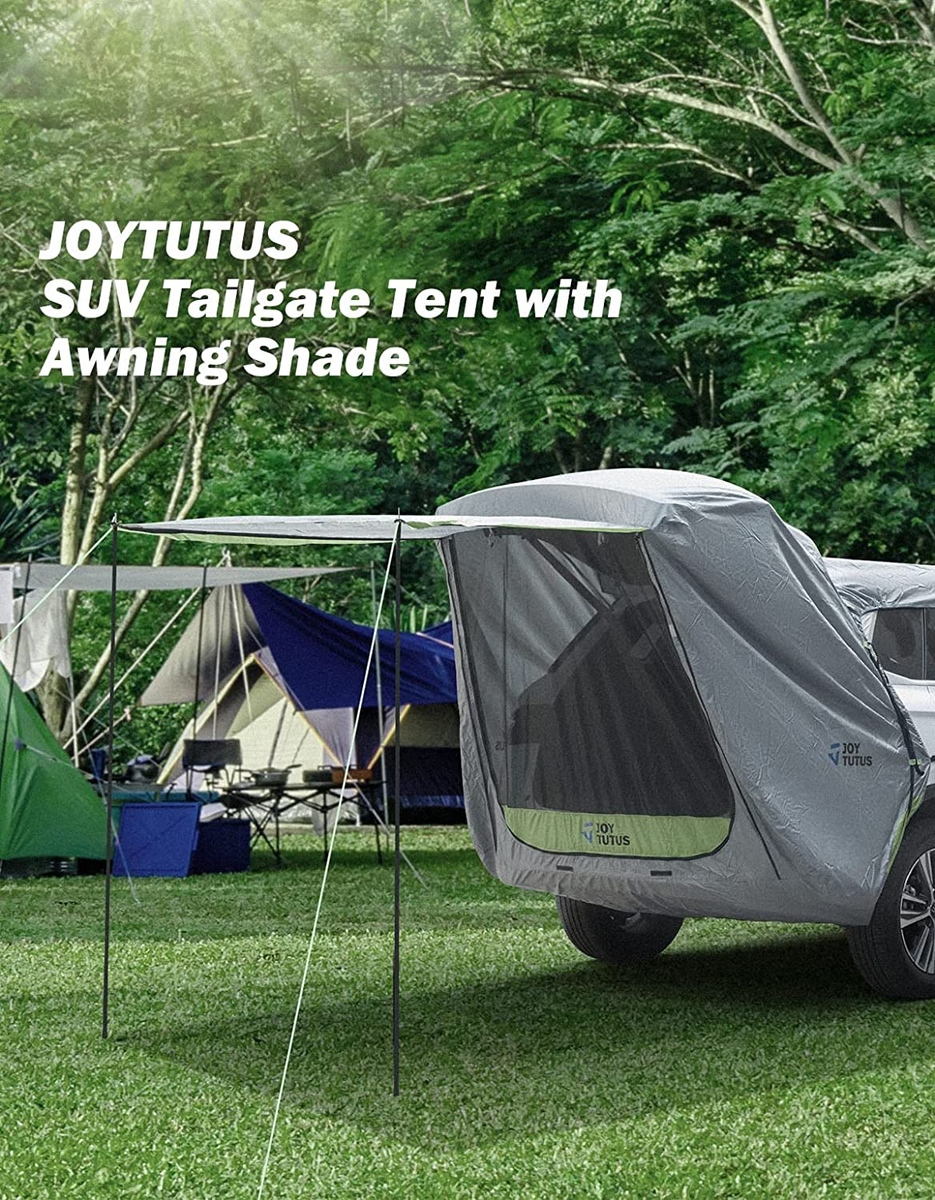 SUV Tailgate Tent with Awning Shade, Car Roof Canopy and Poles
