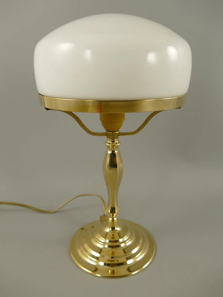 MARKENLOS Tischlampe Pilz Lampe Jugendstil Antik Bankerlampe Schreibtischlampe Messing