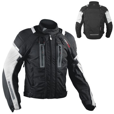 Motorcycle Jacket CE Armored Motorbike Textile Warterproof 4 layer Black-Grey M