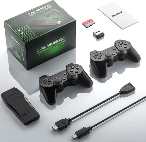 HDMI 4K TV Game Stick Console Built-in 64GB 20000Retro Games2 Wireless Gamepad