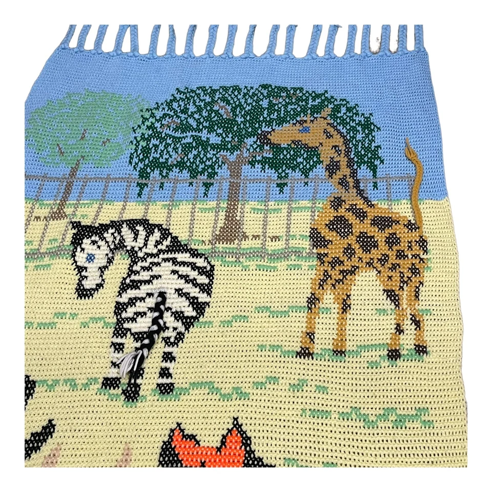 Animal Safari Niño Afgano Crochet Colas 3D Vintage Abdomen Time Manta Retro Foto 4 de 4