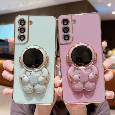 Hülle für Samsung S26 S25 S24 S23 S22 S21 A56 Astronaut Ständer Beschichtung Handy Cover