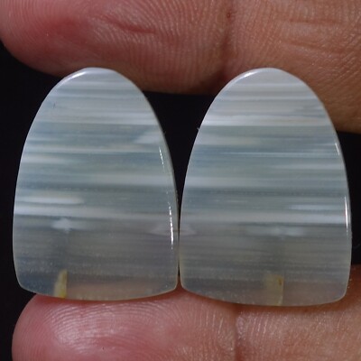 100% Natural Unique Pair White MONTANA Agate 37.40 Cts. Cabochon Loose Gemstone