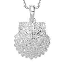 925 Sterling Silver Beaded Scallop Shell Necklace