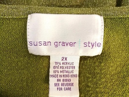 Susan Graver Womens Blouse 2X Plus Green Shirt Top Short Sleeve Festive Boho - Picture 3 of 3