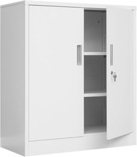 Metal Storage Cabinet, 36.2" H Locking Storage Cabinet with Shelves and Doors