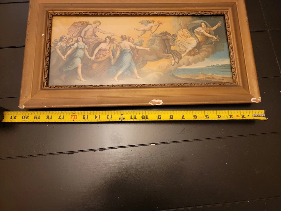 古董 1920 年代 Chromolithograph L'Aurora Guido Reni 原版经典框架 — 第 2/4 张图片