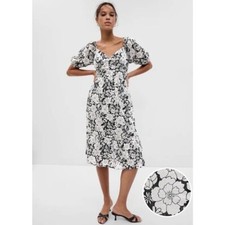 NWT Gap Puff Sleeve Metallic Floral Midi Dress Size S