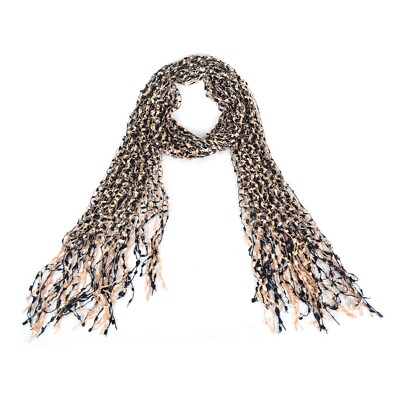 66'' Wide Crochet Confetti Spring Summer Scarf Knit Multi Color Fringe Fashion