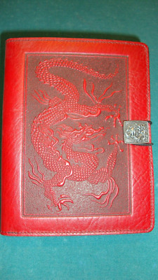 Sony PRS 650 Reader Cover  OBERON DESIGN  Leather Dragon Design RED