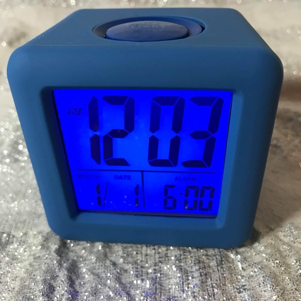 Equity by La Crosse 70905 Soft Blue Cube LCD Alarm Clock