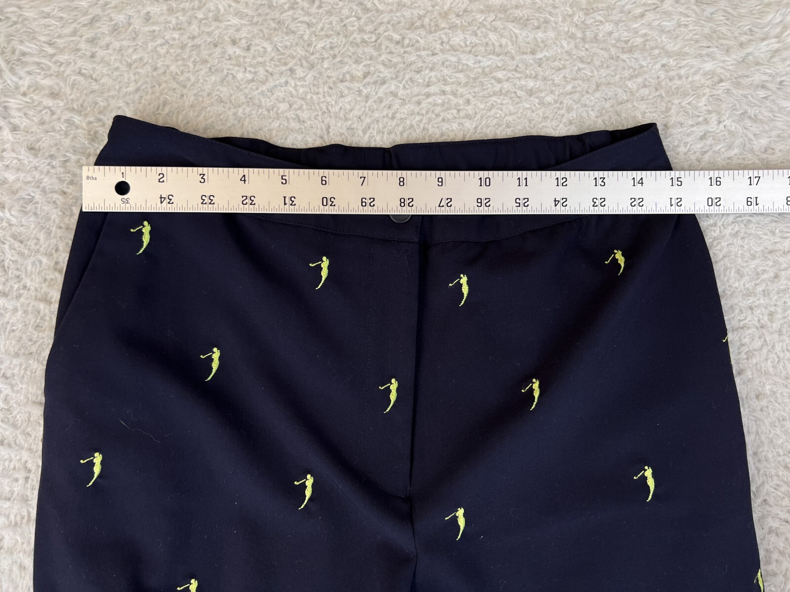 EP Pro Womens Capri Pants Navy Blue Golf Stretch Embr… Gem