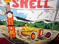 12in SUPER SHELL GASOLINE ADVERTISING SIGN HEAVY DIE CUT METAL PORCELAIN -S 335B