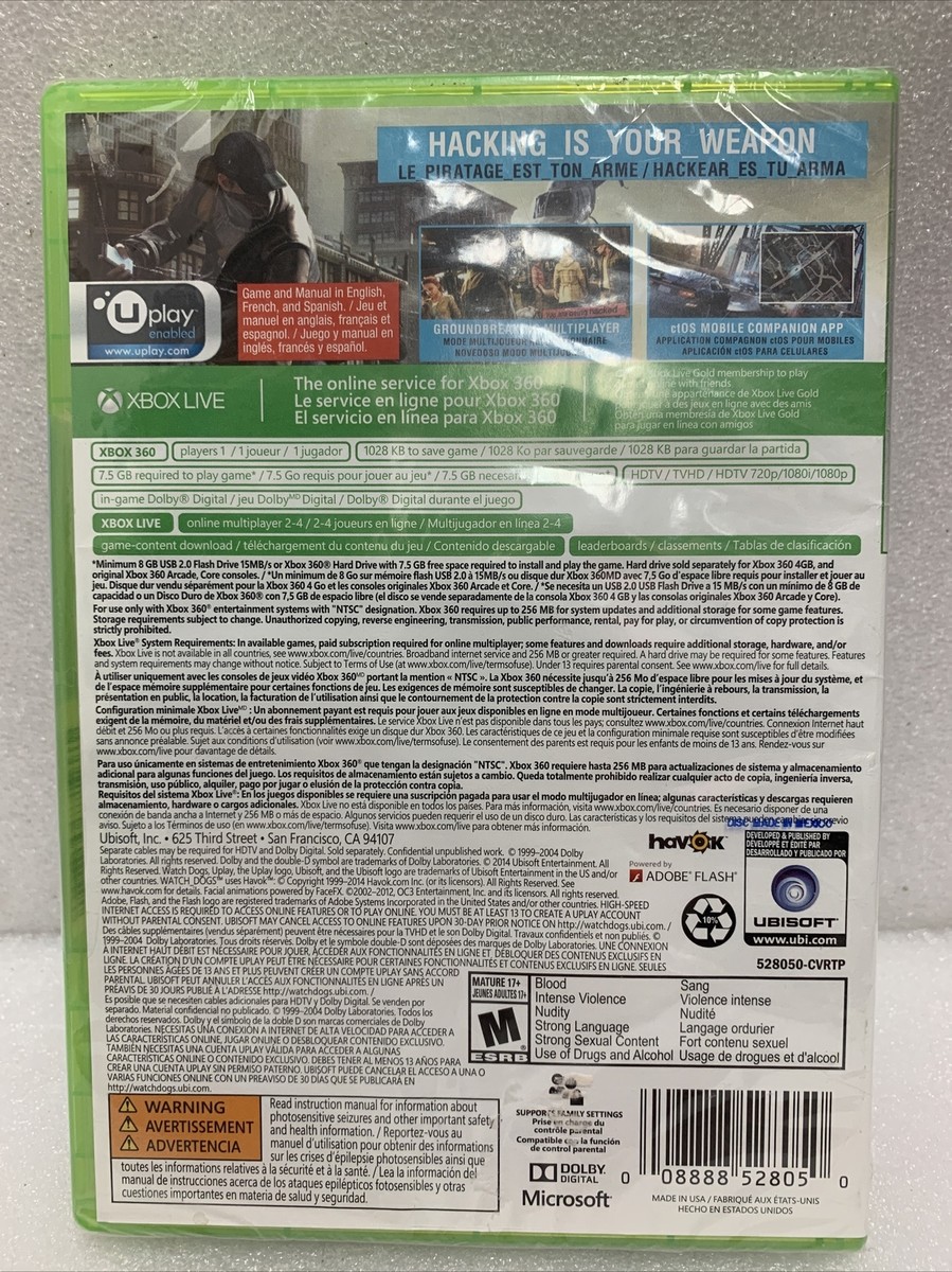 Watch Dogs (Microsoft Xbox 360, 2014) Platinum Hits New