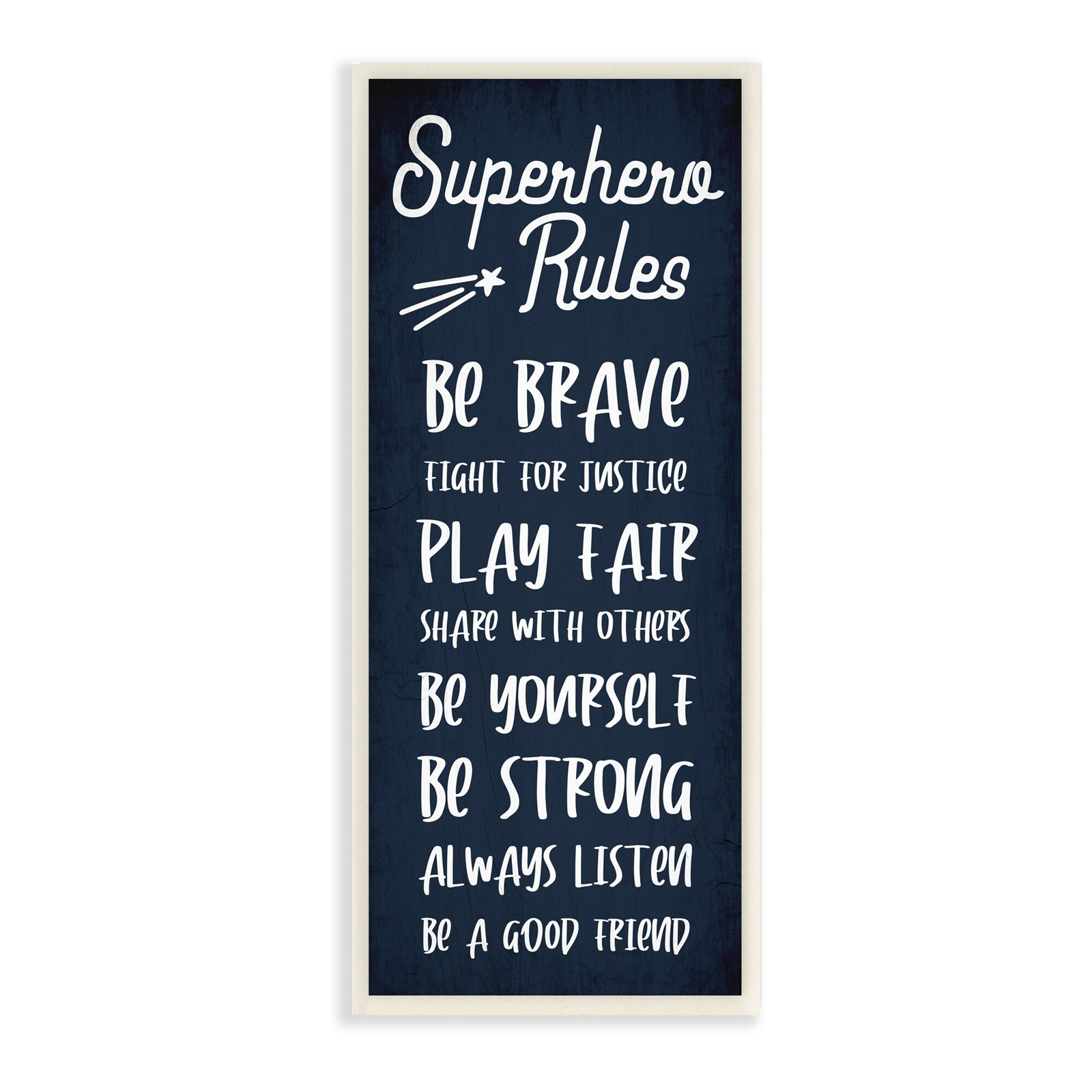 Stupell Brave Superhero Rules Kids Blue Motivational List 7x17 Decor
