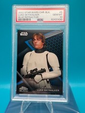 2022 Topps Star Wars Chrome Black 5 LUKE SKYWALKER BLUE Refractor 64/75 PSA 10