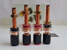 4x HiFi Audio 012LBP Pure Red Copper Speaker Terminal Binding Post socket long