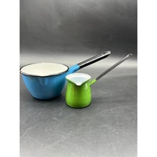 Enamel Steel Saucepans Blue/Black is Huta Silesia Poland #10