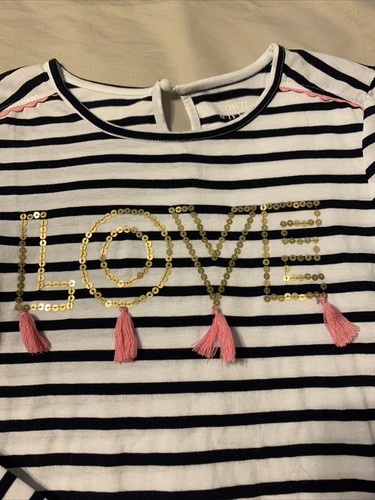 EUC Crown & Ivy GIRLS Light Wash Jeans LOVE Striped L/S shirt Sz 16XL VALENTINES - Picture 8 of 12