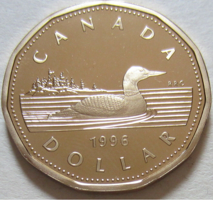 1996 Canada PROOF One Dollar Loonie Coin. UNC. One Dollar $1