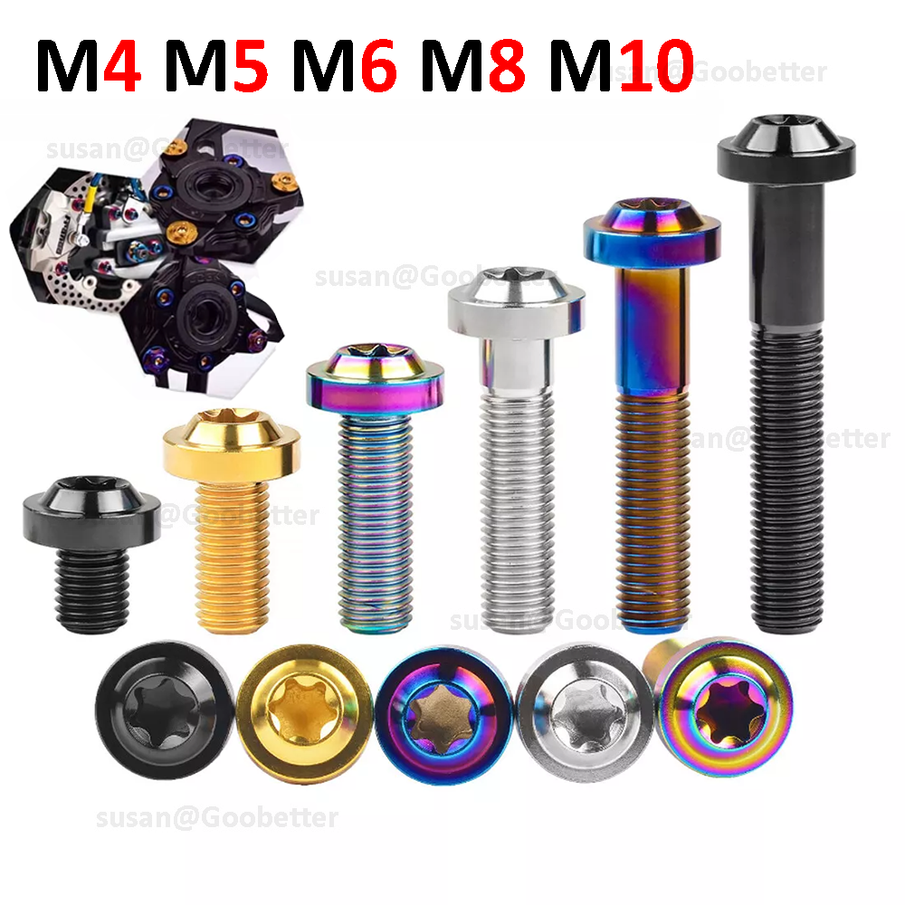 Black Titanium M6 Torx T40 Bolts - 4-Pack In 15mm Length For Bikes, Motorcycles & Cars