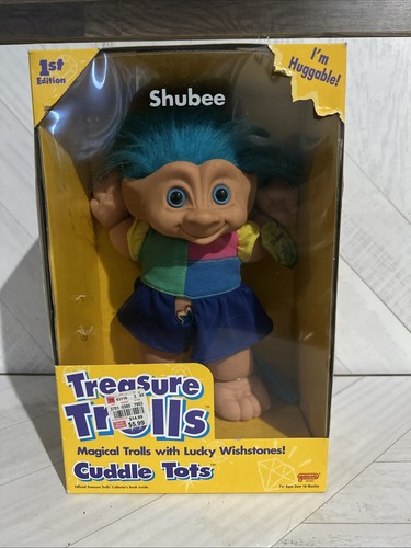 Vintage Treasure Troll Cuddle Tots Shubee Plush Doll 12" Blue Hair Galoob 1998