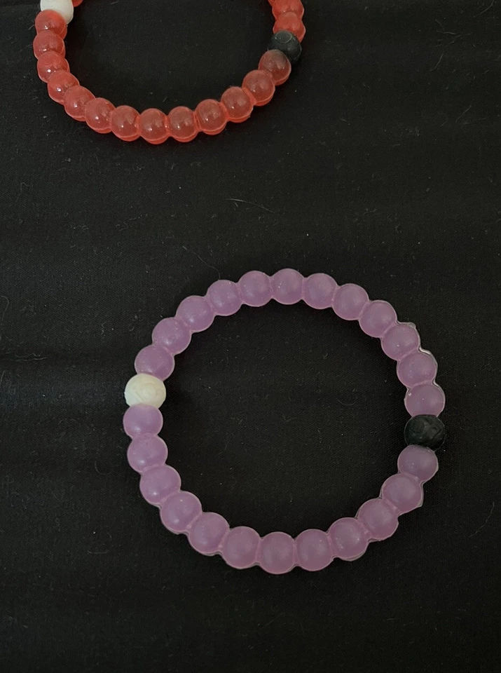 Set Of 2 Lokai Silicone Beaded Orange & Purple Bangle Style Bracelets 6 Inch - Image 3 of 4