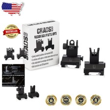 Tactical Flip Up Iron Sights - Spring Loaded Picatinny BUIS Combo Aluminum