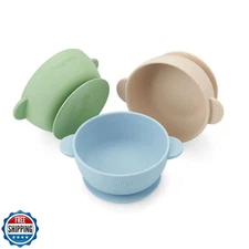 PandaEar 3 Pack Baby Bowls with Suction| Stay Put Silicone Food Bowl for Babi