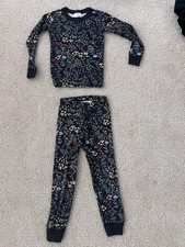 Hanna Andersson Girls Pajama Set Size 5 110 Organic Cotton Woodland Floral EUC