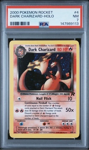 Pokémon Dark Charizard TCG Holo Rare Card 4/82 PSA 7