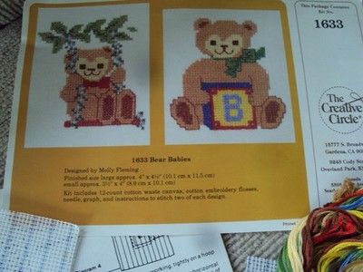 The Creative Circle 1633 Bear Babies Cross Stitch Craft Kit  OPENED