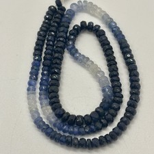 Shaded Blue Sapphire Beads 16  Strand Natural Faceted Rondel Gemstones Corundum