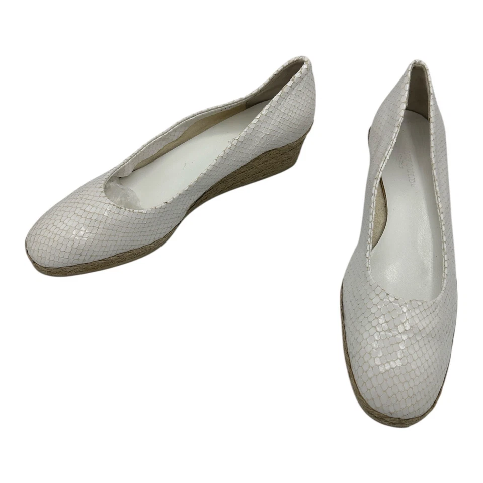 Hollywoud Blanco Serpiente Repujado Cuña Alpargata Tacones Hechos en Italia Talla 7 Foto 3 de 4