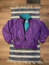 COLUMBIA Vtg 90s Purple Fleece Lined Bomber Warm Up Jacket MEN'S XL