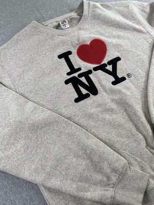 I Love NY Officially Licensed Embroidered Crewneck Sweatshirt Heather Gray M Med