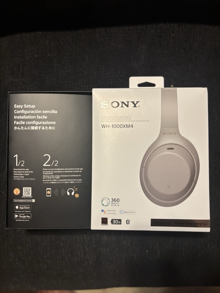 Sony WH-1000XM4 Wireless Over-Ear Headphones, Silver with