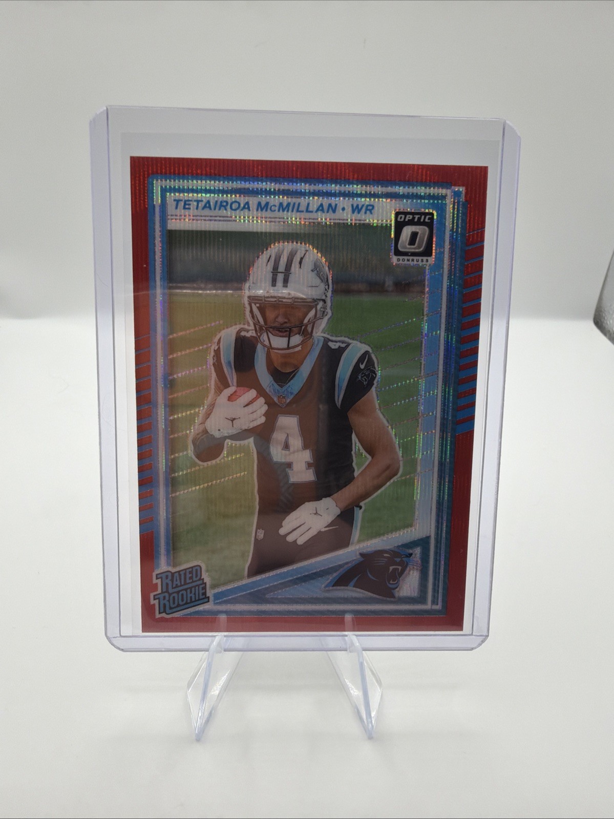 Tetairoa McMillan 2025 Donruss Red Wave Optic Preview #314 Carolina Panthers RC