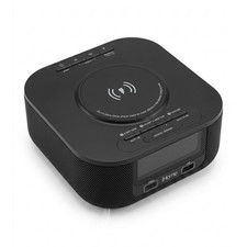 i Home Digital Clock Radio, Dual Alarm, Wireless & USB Charging, Black photo