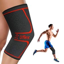 UFlex Athletics Knee Compressing Sleeve - Black, Medium - 2 pcs