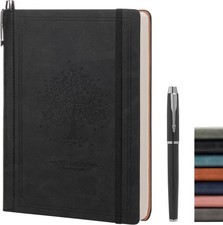 Lined Notebook Journal for Women Men 320 Pages A5 Hardcover Leather with Pen Hol