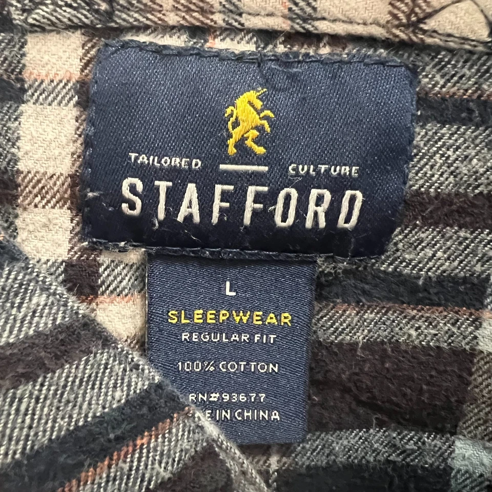 Para hombres Stafford Ropa de Dormir Franela a Cuadros Manga Larga Camisa de Noche Vestido Talla Lg Foto 2 de 4