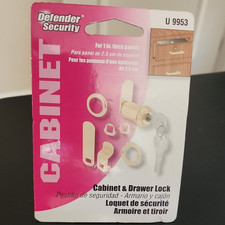 Defender Security U 9953 Cabinet Drawer Lock Satin Silver 1 in, 2 Keys